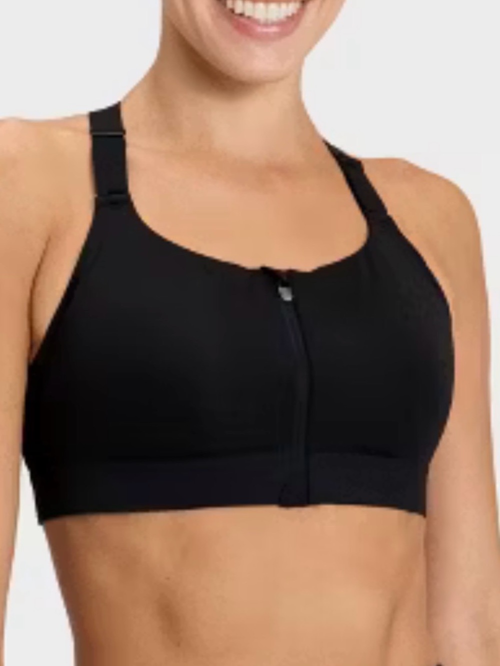 all in motion Black Front-Zip High Support Sports Bra